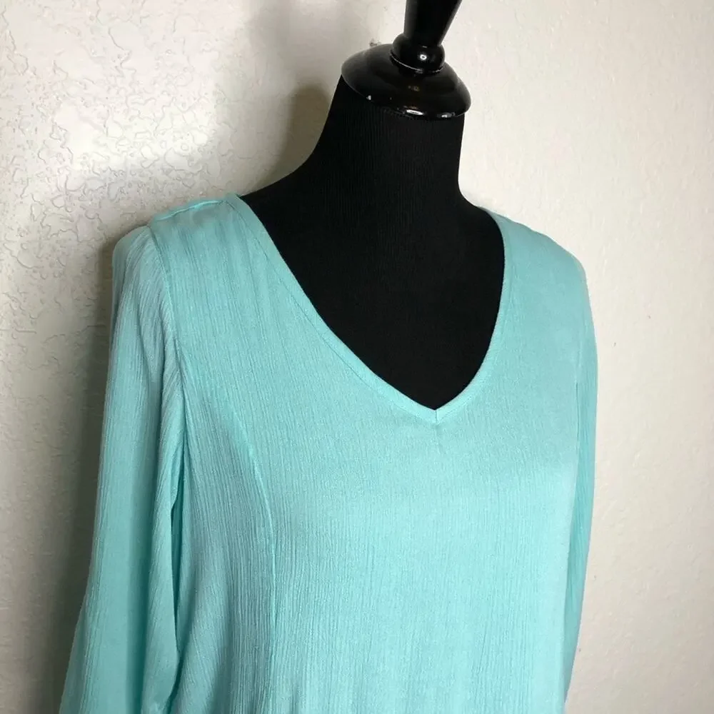 Soft Surroundings light blue cold shoulder shift dress size Petite Medium PM
